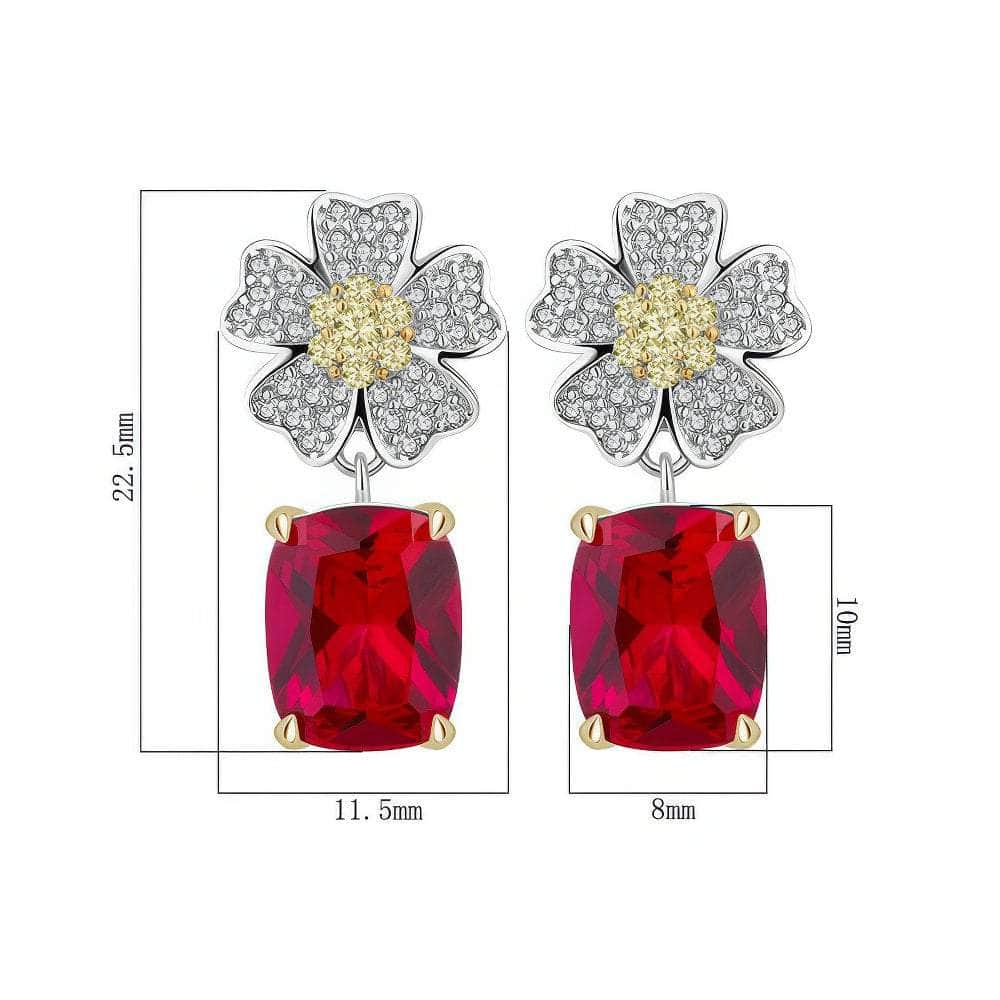 4CT Lab Created Gemstone 14K Gold Floral Drop Earrings