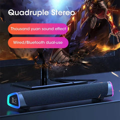 4D Bluetooth Computer Speaker Bar: Stereo Sound, Subwoofer, Wired