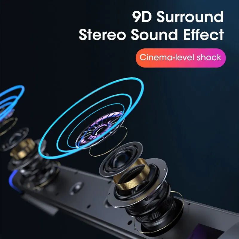 4D Bluetooth Computer Speaker Bar: Stereo Sound, Subwoofer, Wired