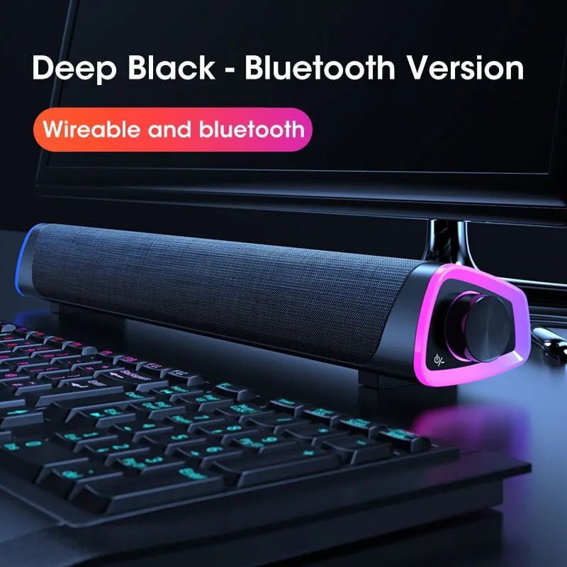 4D Bluetooth Computer Speaker Bar: Stereo Sound, Subwoofer, Wired Amplifier only, not package / Bluetooth Black