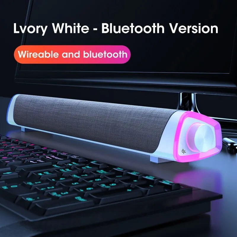 4D Bluetooth Computer Speaker Bar: Stereo Sound, Subwoofer, Wired Amplifier only, not package / Bluetooth White