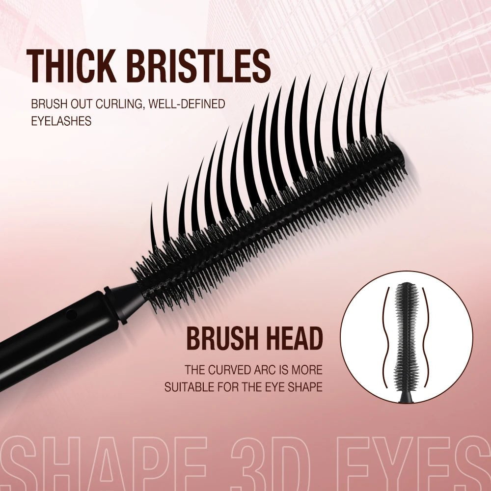 4D Mascara: Black, Lengthening Volume, Silky Eyelash Extension, Smudge-proof Curling - 36-Hour Waterproof Eye Cosmetic
