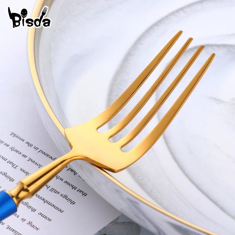 4Pcs 18/10 Stainless Steel Flatware Set - Standing Cutlery with Knife, Fork, Spoon, Teaspoon, Western Silverware Dinner Set