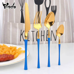 4Pcs 18/10 Stainless Steel Flatware Set - Standing Cutlery with Knife, Fork, Spoon, Teaspoon, Western Silverware Dinner Set