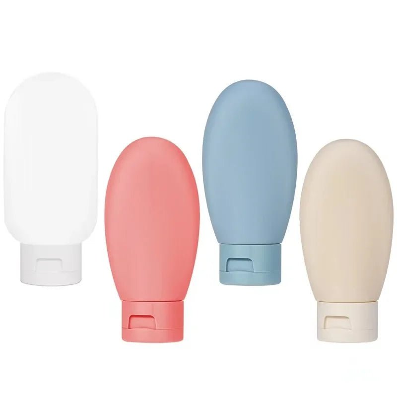 4Pcs Travel Bottle Set: 60ml Soft Silicone, Refillable, Squeeze Tube 60ml / Dark Colorful