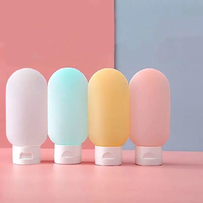 4Pcs Travel Bottle Set: 60ml Soft Silicone, Refillable, Squeeze Tube 60ml / Light Colorful