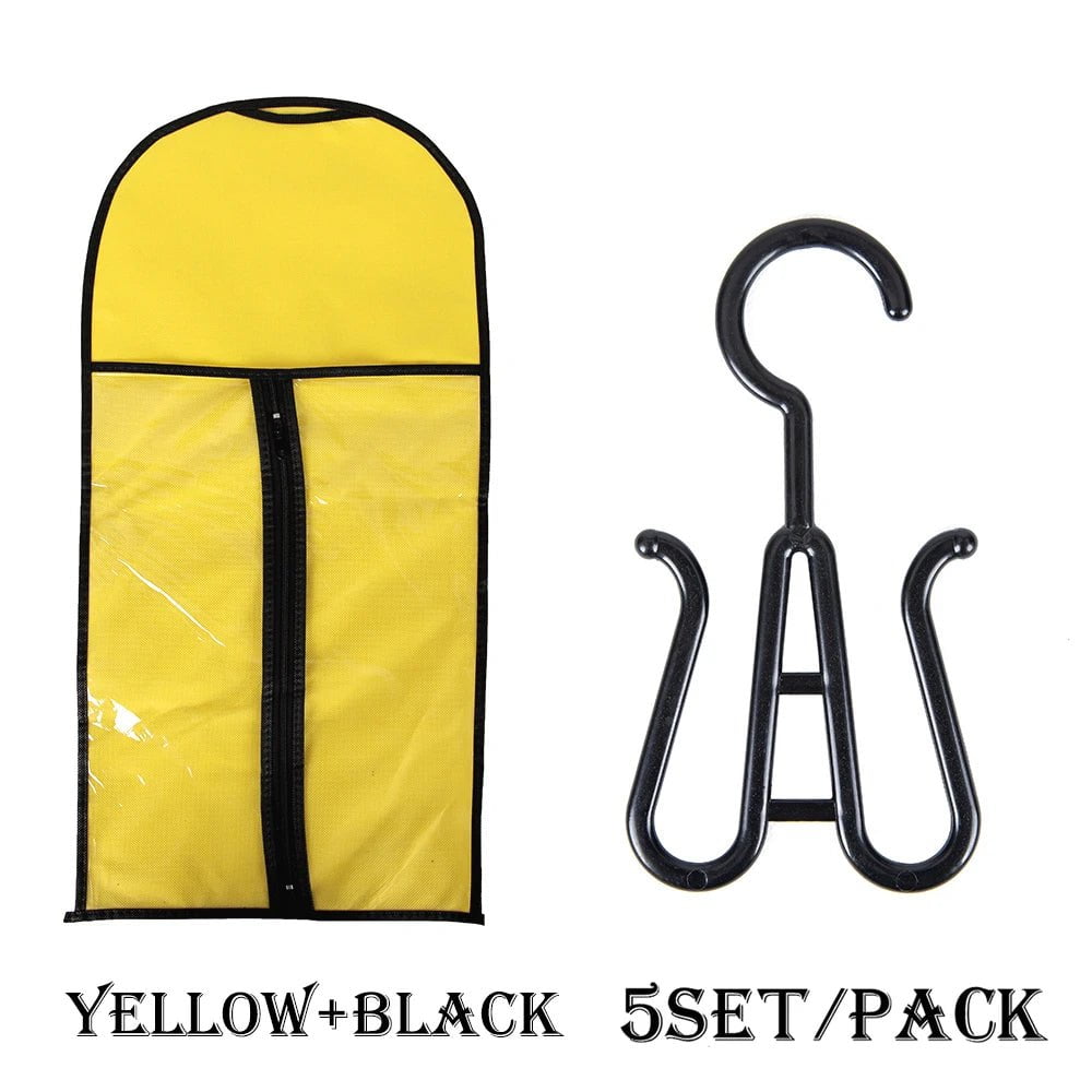 5/10 Set Long Wig Storage Bag Holder Case Hair Extensions Storage Bag With Hanger For Wig Hair Extension Storage Bag With Hanger 5 set yellow