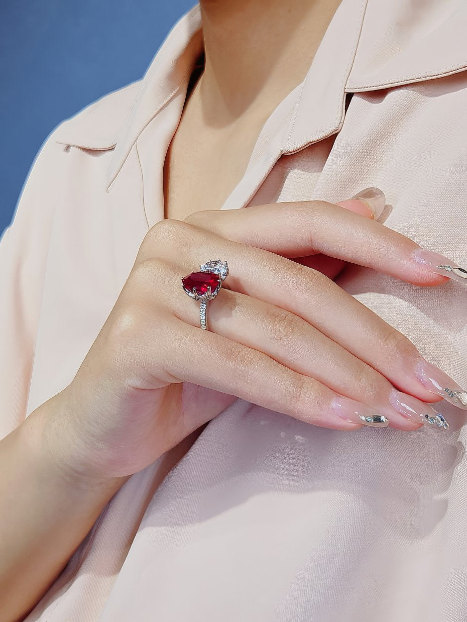 5 Ct Lab Created Diamond Two Stone Ruby Gemstone Ring