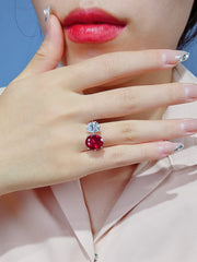 5 Ct Lab Created Diamond Two Stone Ruby Gemstone Ring