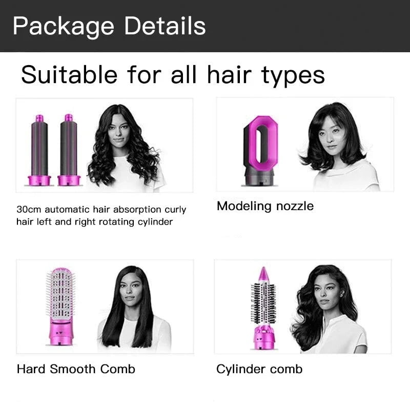 5-in-1 Hairdryer Comb: Hot Air Comb for Curling and Straightening Hair