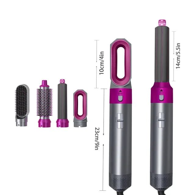 5-in-1 Hairdryer Comb: Hot Air Comb for Curling and Straightening Hair Purple / us