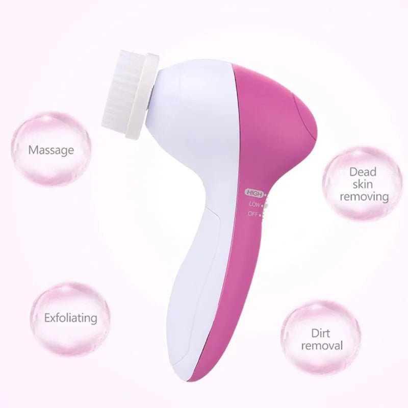 5-in-1 Silicone Cleanser: Deep Pore Cleansing, Facial Massage, Skincare, Waterproof Makeup Brush Pink