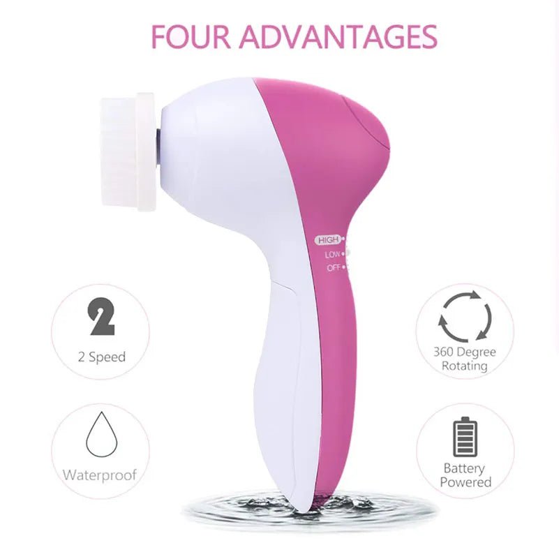 5-in-1 Silicone Cleanser: Deep Pore Cleansing, Facial Massage, Skincare, Waterproof Makeup Brush Pink