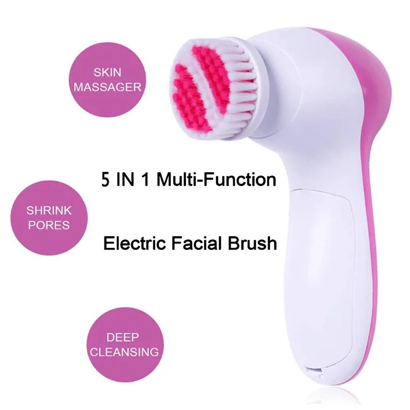 5-in-1 Silicone Cleanser: Deep Pore Cleansing, Facial Massage, Skincare, Waterproof Makeup Brush Pink