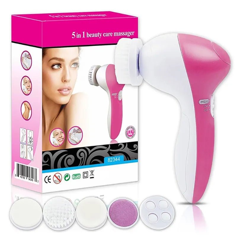 5-in-1 Silicone Cleanser: Deep Pore Cleansing, Facial Massage, Skincare, Waterproof Makeup Brush Pink