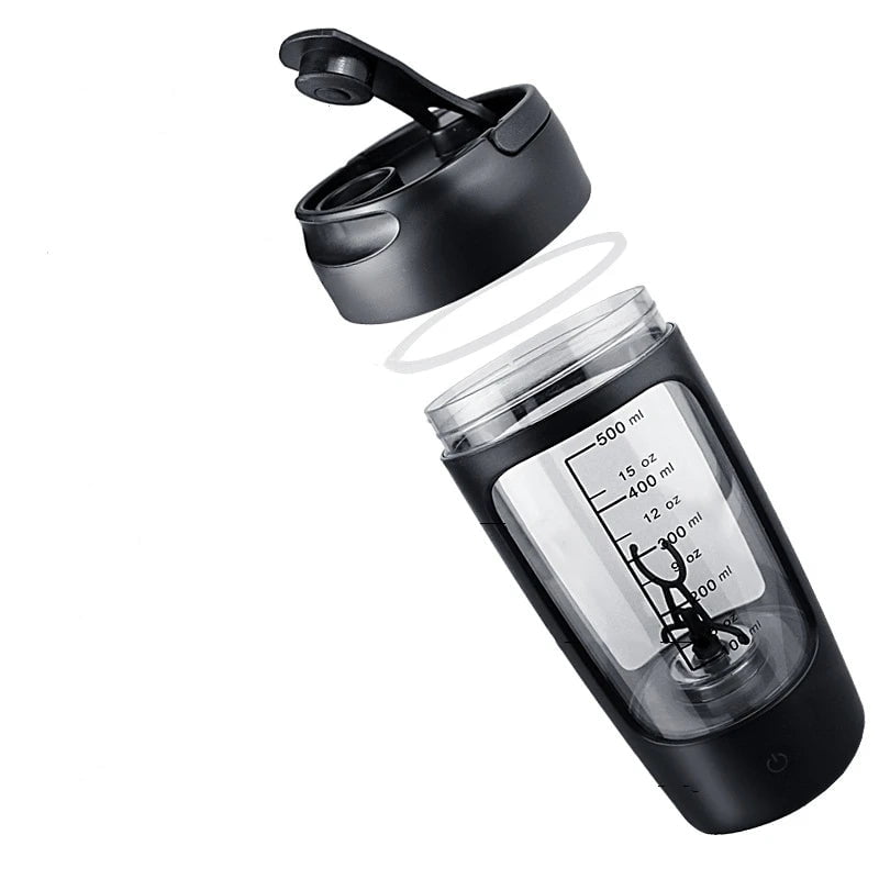 500ml Electric Protein Shaker Cup with Built-in Powder Storage Container, Mixer Wire Whisk Ball, Ideal for Gym