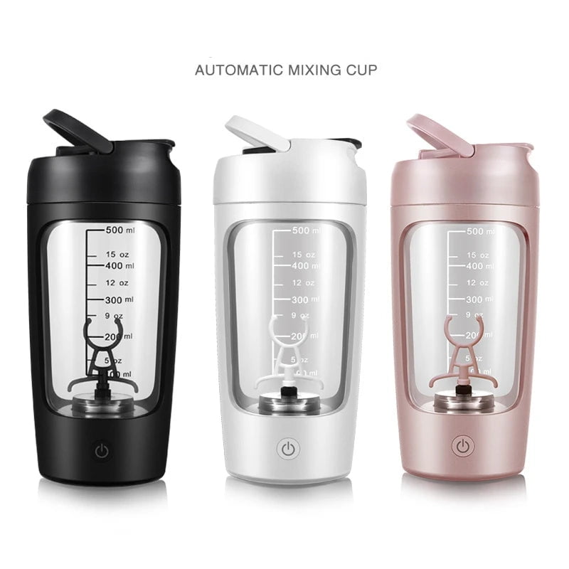 500ml Electric Protein Shaker Cup with Built-in Powder Storage Container, Mixer Wire Whisk Ball, Ideal for Gym