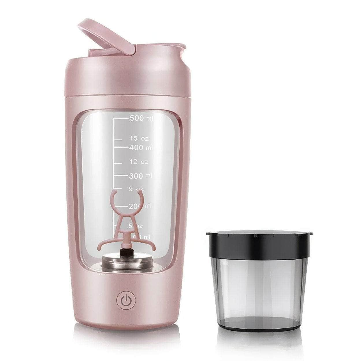 500ml Electric Protein Shaker Cup with Built-in Powder Storage Container, Mixer Wire Whisk Ball, Ideal for Gym