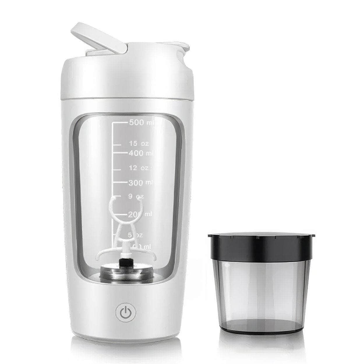 500ml Electric Protein Shaker Cup with Built-in Powder Storage Container, Mixer Wire Whisk Ball, Ideal for Gym