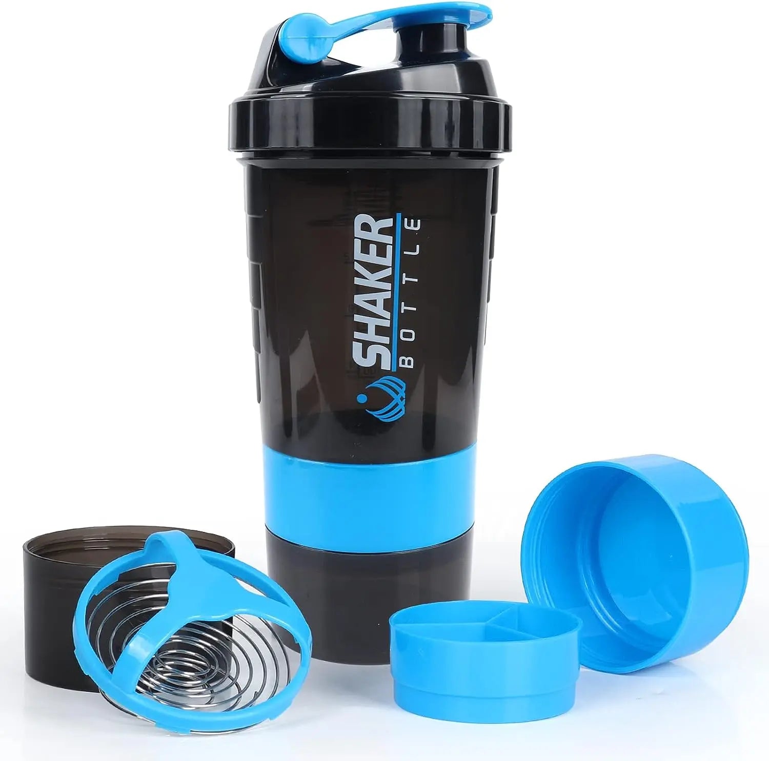 500ML Portable Protein Powder Shaker Water Bottle for Outdoor Sports, Milkshakes, Gym Fitness blue / 500-600ML