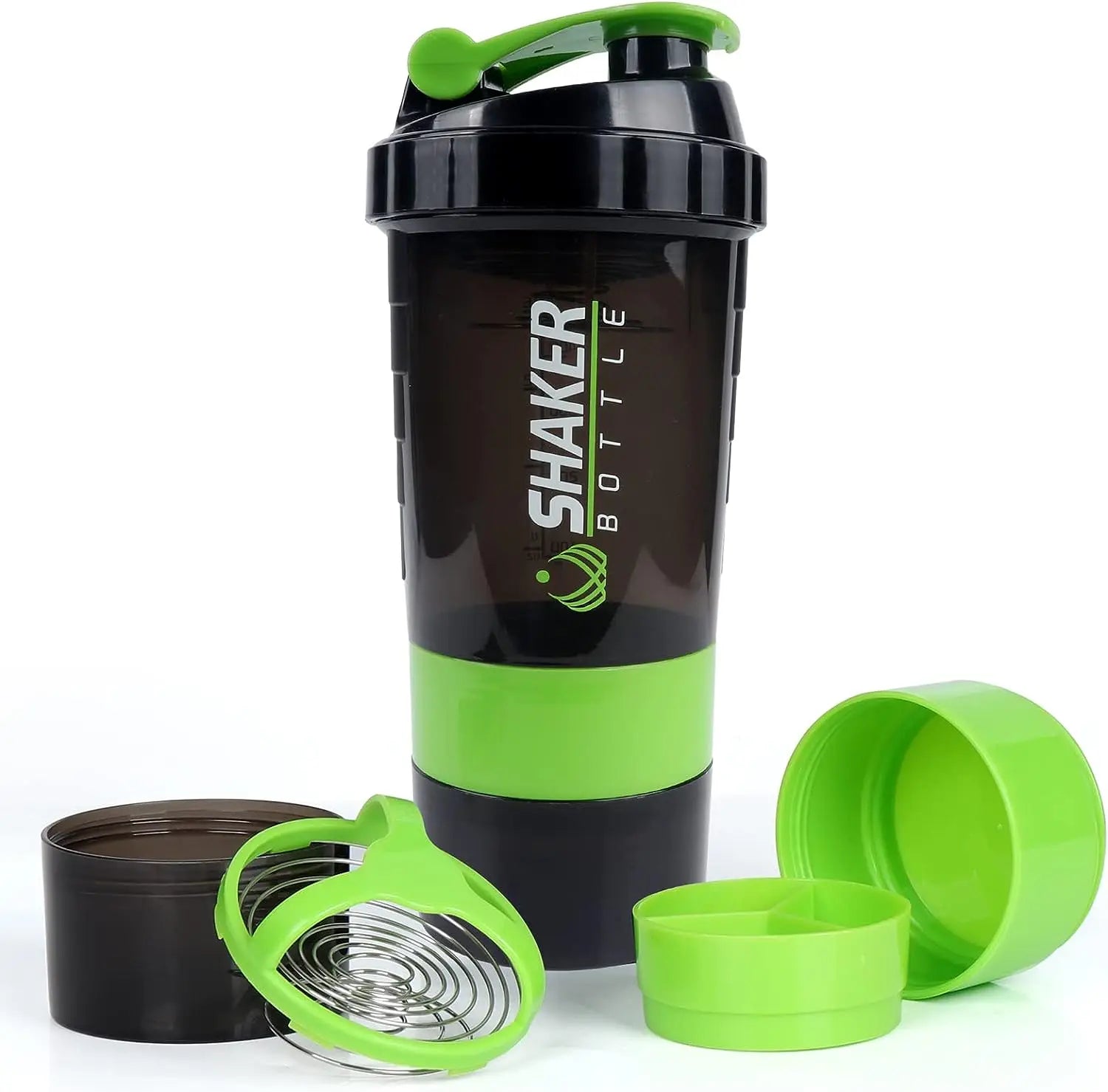 500ML Portable Protein Powder Shaker Water Bottle for Outdoor Sports, Milkshakes, Gym Fitness green / 500-600ML