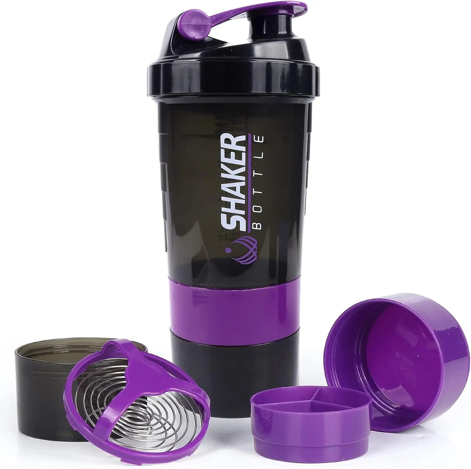 500ML Portable Protein Powder Shaker Water Bottle for Outdoor Sports, Milkshakes, Gym Fitness purple / 500-600ML