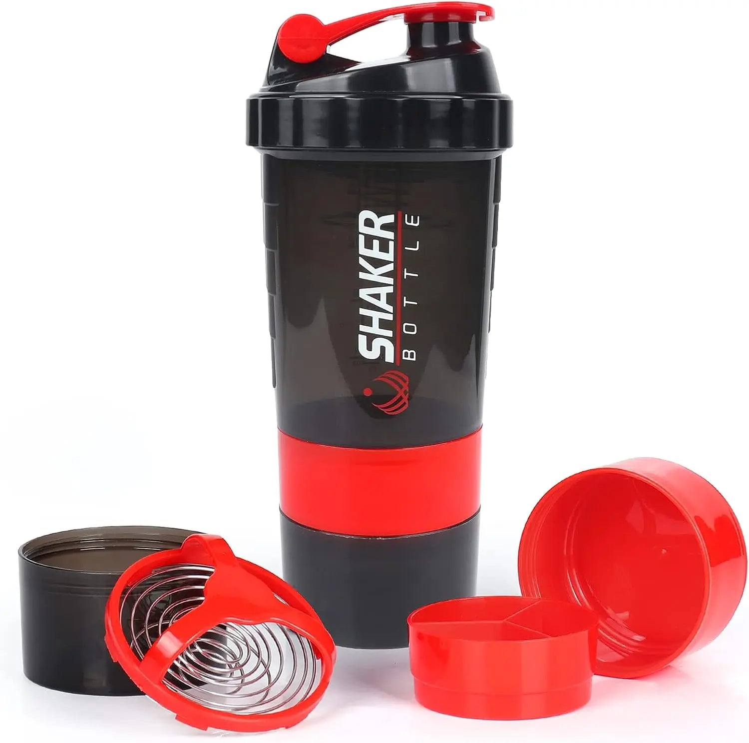 500ML Portable Protein Powder Shaker Water Bottle for Outdoor Sports, Milkshakes, Gym Fitness red / 500-600ML
