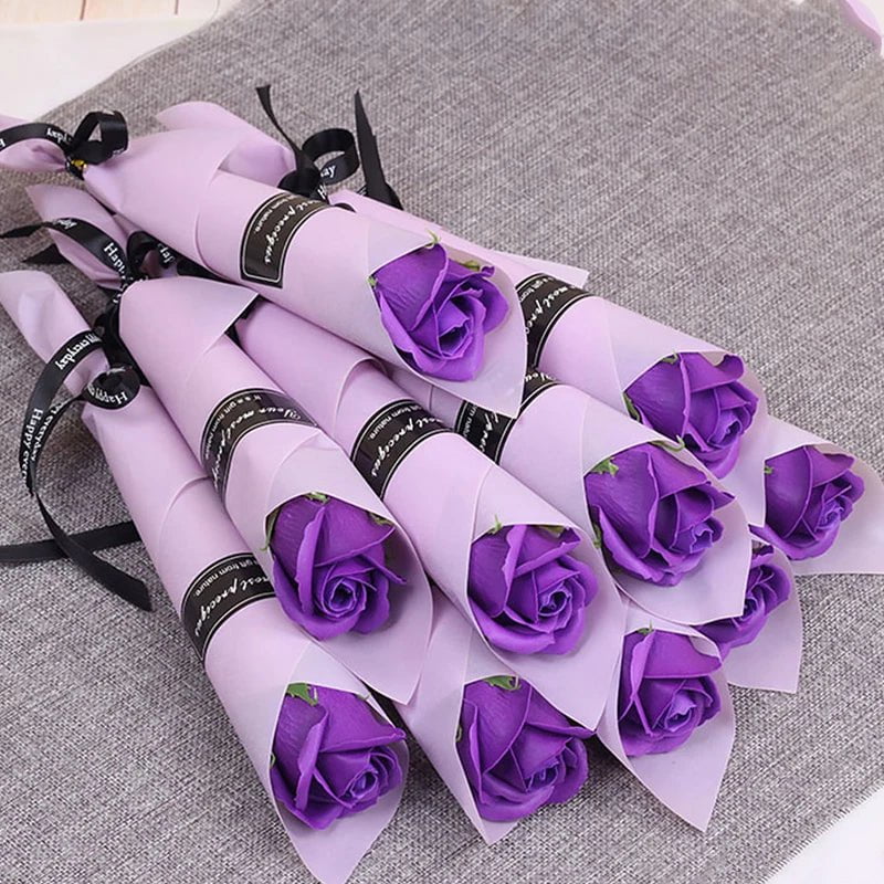 5Pcs Roses Soap Flowers - Romantic Valentine's, Mother's Day Gift, Wedding Bouquet, Home Decorations C