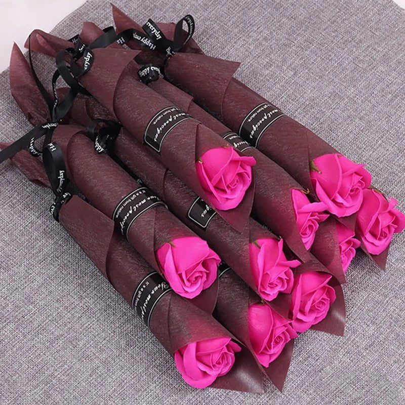 5Pcs Roses Soap Flowers - Romantic Valentine's, Mother's Day Gift, Wedding Bouquet, Home Decorations D