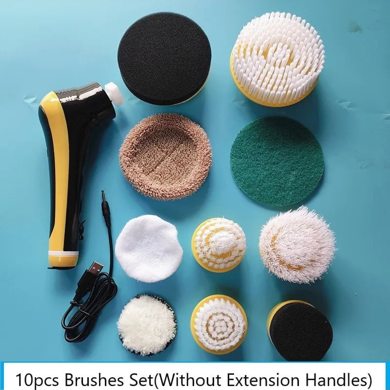 6/10 in 1 Electric Cleaning Brush - USB Spin Scrubber, Kitchen, Bathroom Cleaning Tools and Gadgets 10pcs No Handles