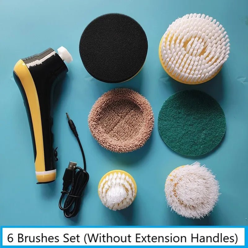 6/10 in 1 Electric Cleaning Brush - USB Spin Scrubber, Kitchen, Bathroom Cleaning Tools and Gadgets 6pcs No Handles