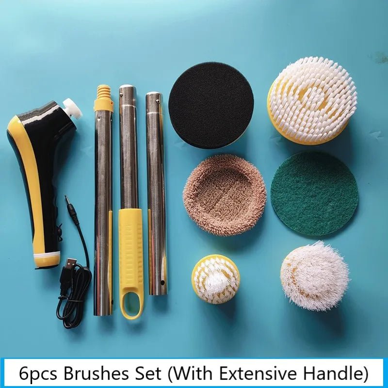 6/10 in 1 Electric Cleaning Brush - USB Spin Scrubber, Kitchen, Bathroom Cleaning Tools and Gadgets 6pcs With Handles