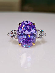 6 Ct Three Stone Lab Diamond Amethyst Gemstone Ring