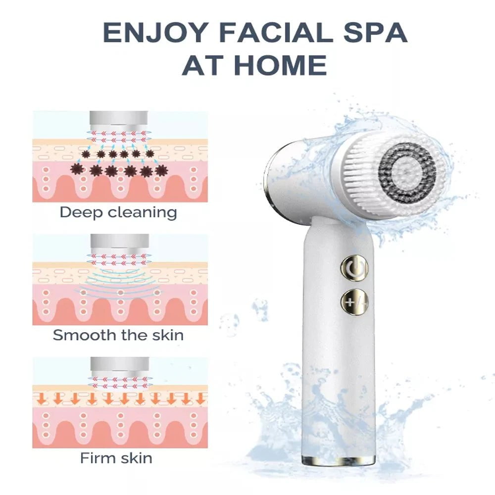 6-in-1 LED Electric Facial Cleansing Brush for Blackhead Removal and Skin Rejuvenation