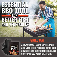 60*40cm Non-Stick BBQ Grill Mat - Baking Mat for Barbecue Tool, Cooking Grilling Sheet with Heat Resistance 60cm x 40cm