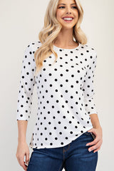 Celeste Full Size Polka Dot Round Neck Three-Quarter Sleeve T-Shirt