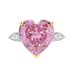 6Ct 14k Gold Heart Cut Radiant Lab Simulated Diamond Gemstone Ring