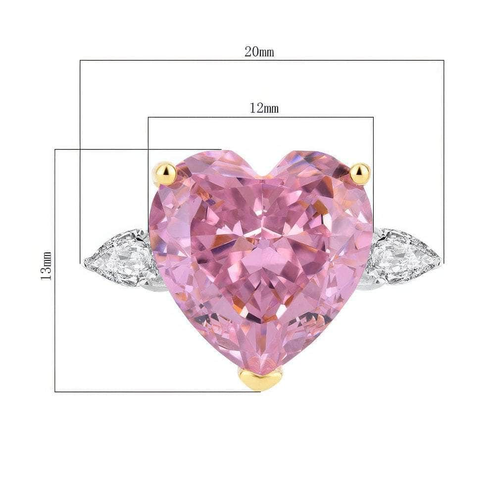 6Ct 14k Gold Heart Cut Radiant Lab Simulated Diamond Gemstone Ring