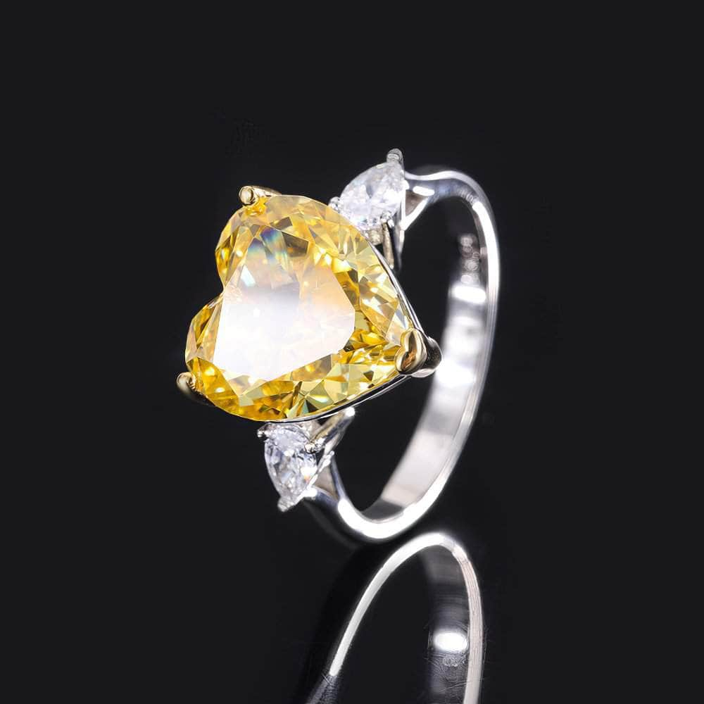 6Ct 14k Gold Heart Cut Radiant Lab Simulated Diamond Gemstone Ring 5 US / Canary