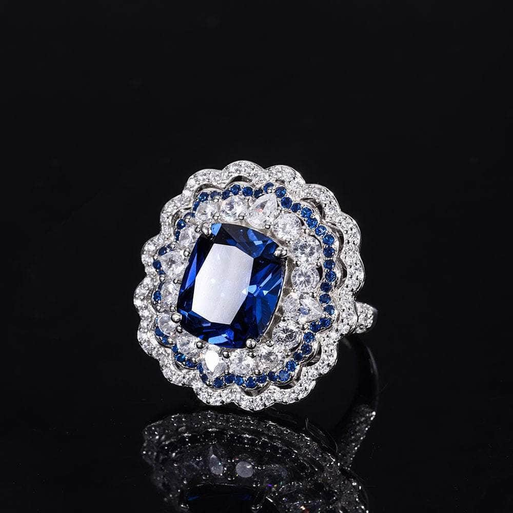 6Ct 14k White Gold Lab Simulated Diamond Gemstone Halo Ring 5 US / Sapphire