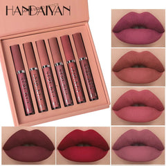 6Pcs Makeup Lipstick: Liquid Velvet Matte Gloss, Red Lipstick Nude, Long Lasting Waterproof - Beauty Cosmetic Kit