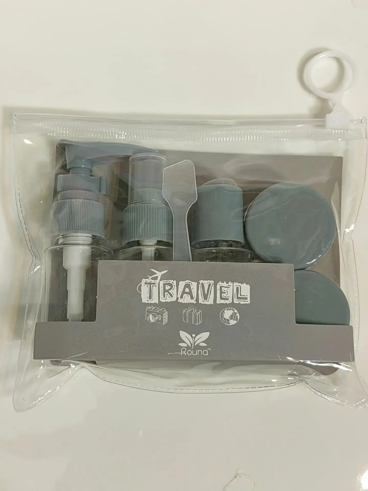 6pcs Travel Bottles Set: Spray, Lotion, Shampoo, Face Cream Grey