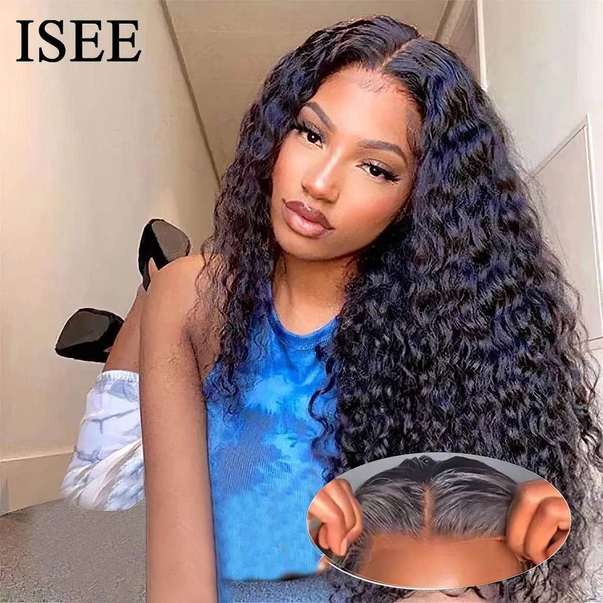 6x4 Lace Closure Wigs - Curly Human Hair Wig, Glueless HD Lace Front, Water Wave Wigs, Pre-Cut, Pre-Plucked, Brazilian Hair 6X4 Wear Go Wig / 18inches