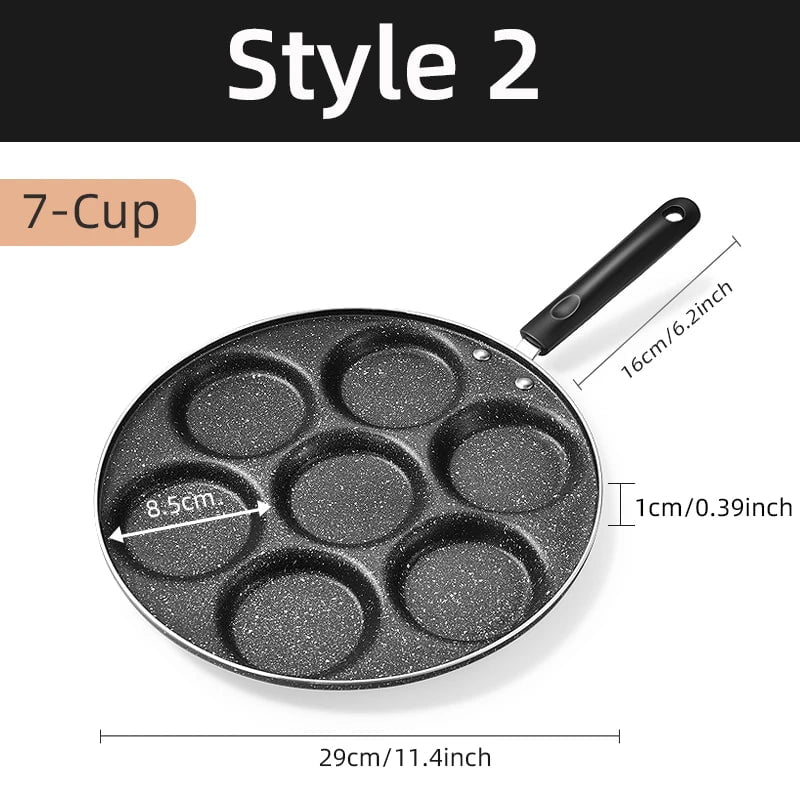 7-Cup Non-Stick Pancake & Egg Frying Pan for Breakfast Cooking 7 holes