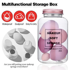 7Pc Makeup Sponge Set - Cosmetic Puff for Cream, Concealer, Foundation, Powder - Dry and Wet Make Up Blender - Women's Make Up Accessories