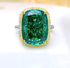 8.32 Ct Cushion Cut Lab Simulated Diamond Emerald Gemstone Ring 5 US / Emerald