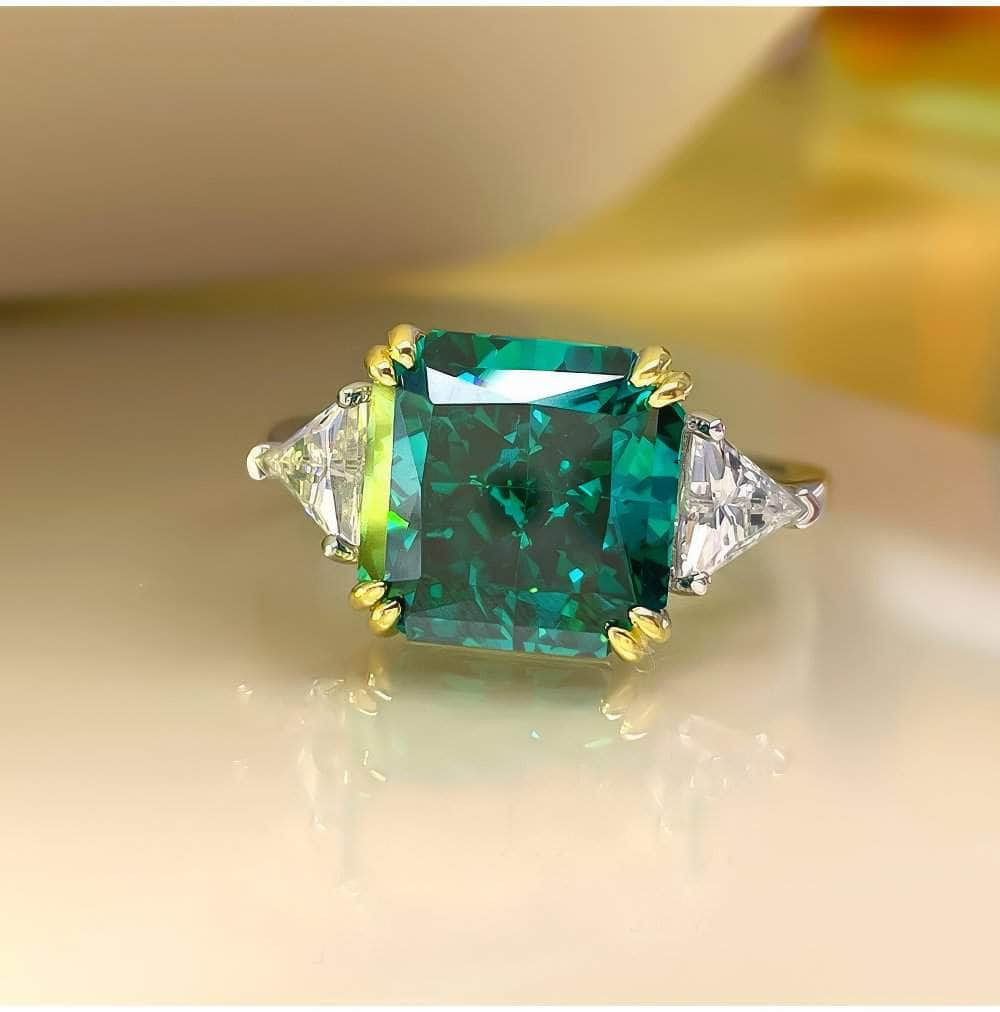 8.32Ct Lab Created Diamond 14K Gold Emerald Square Cut Ring