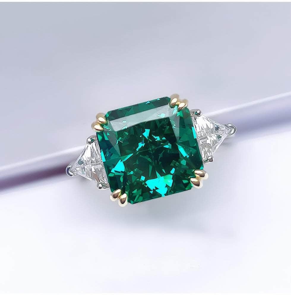 8.32Ct Lab Created Diamond 14K Gold Emerald Square Cut Ring