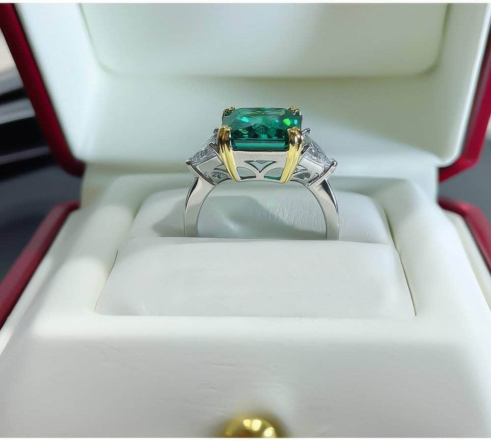 8.32Ct Lab Created Diamond 14K Gold Emerald Square Cut Ring