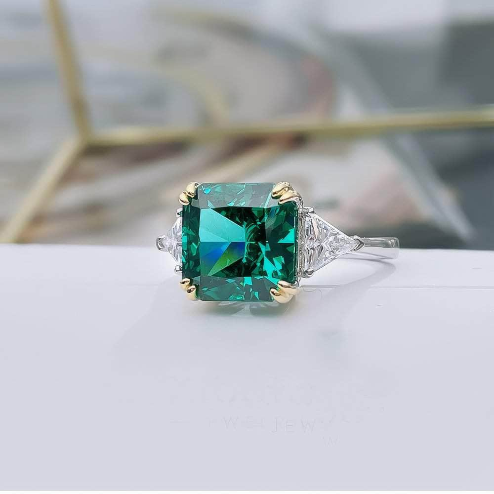 8.32Ct Lab Created Diamond 14K Gold Emerald Square Cut Ring